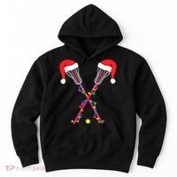 Lacrosse Santa Hat Christmas Lights Funny Sport Xmas Boys TShirt Hoodie thumb 0