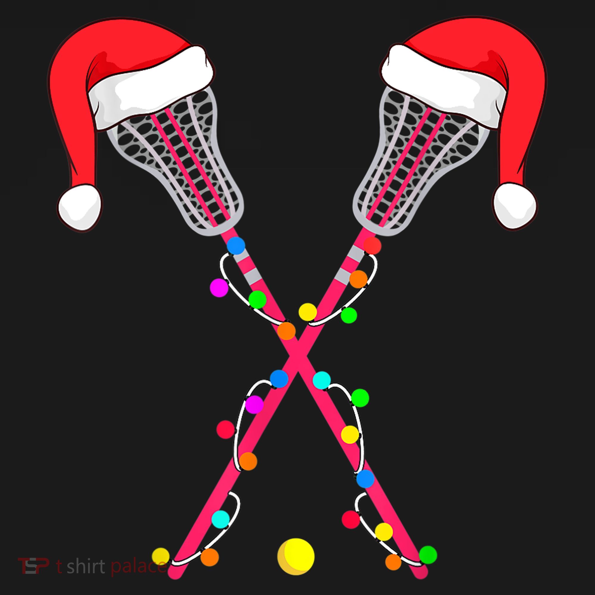 Lacrosse Santa Hat Christmas Lights Funny Sport Xmas Boys TShirt Hoodie