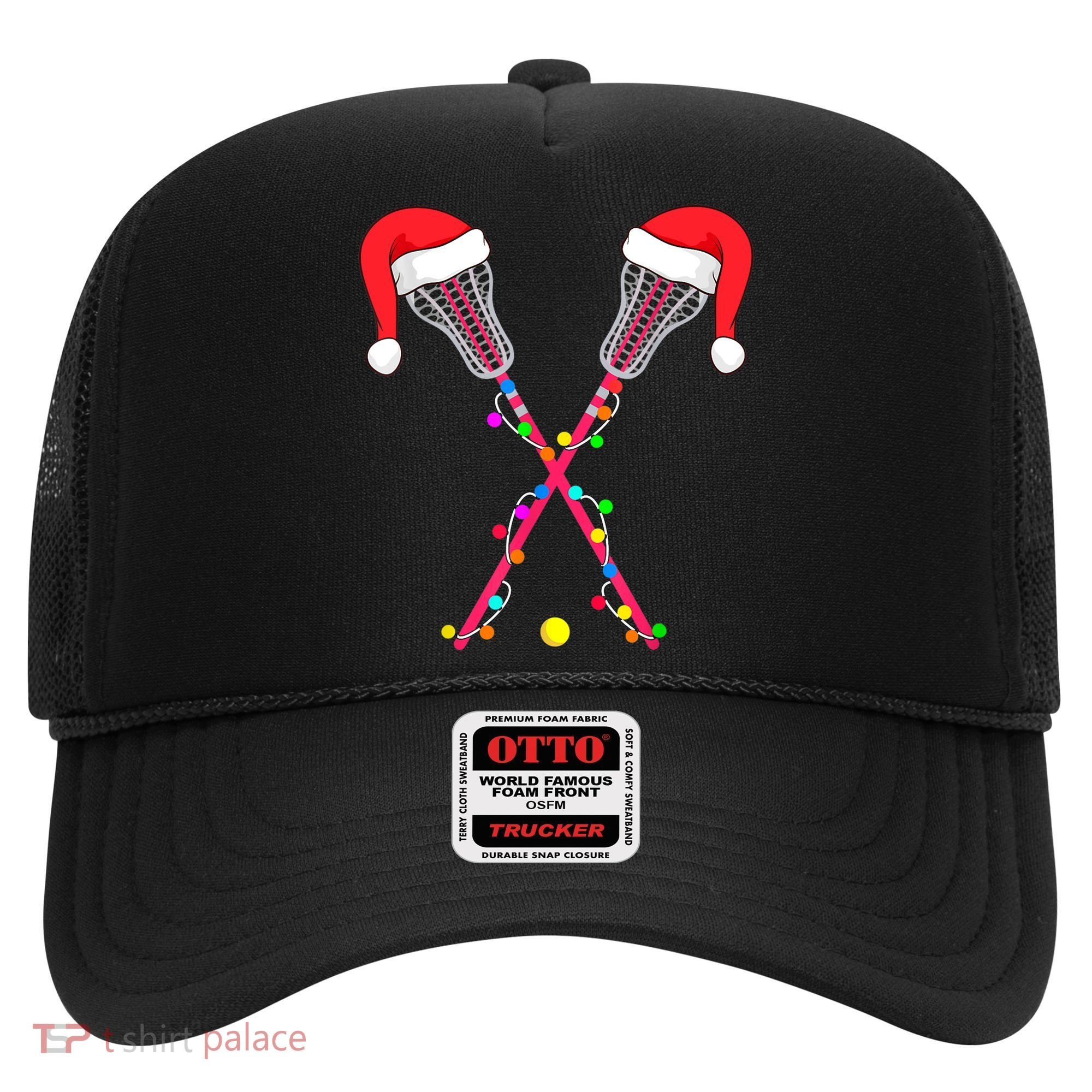 Lacrosse Santa Hat Christmas Lights Funny Sport Xmas Boys TShirt Hat