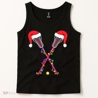 Lacrosse Santa Hat Christmas Lights Funny Sport Xmas Boys TShirt Tank Top thumb 2