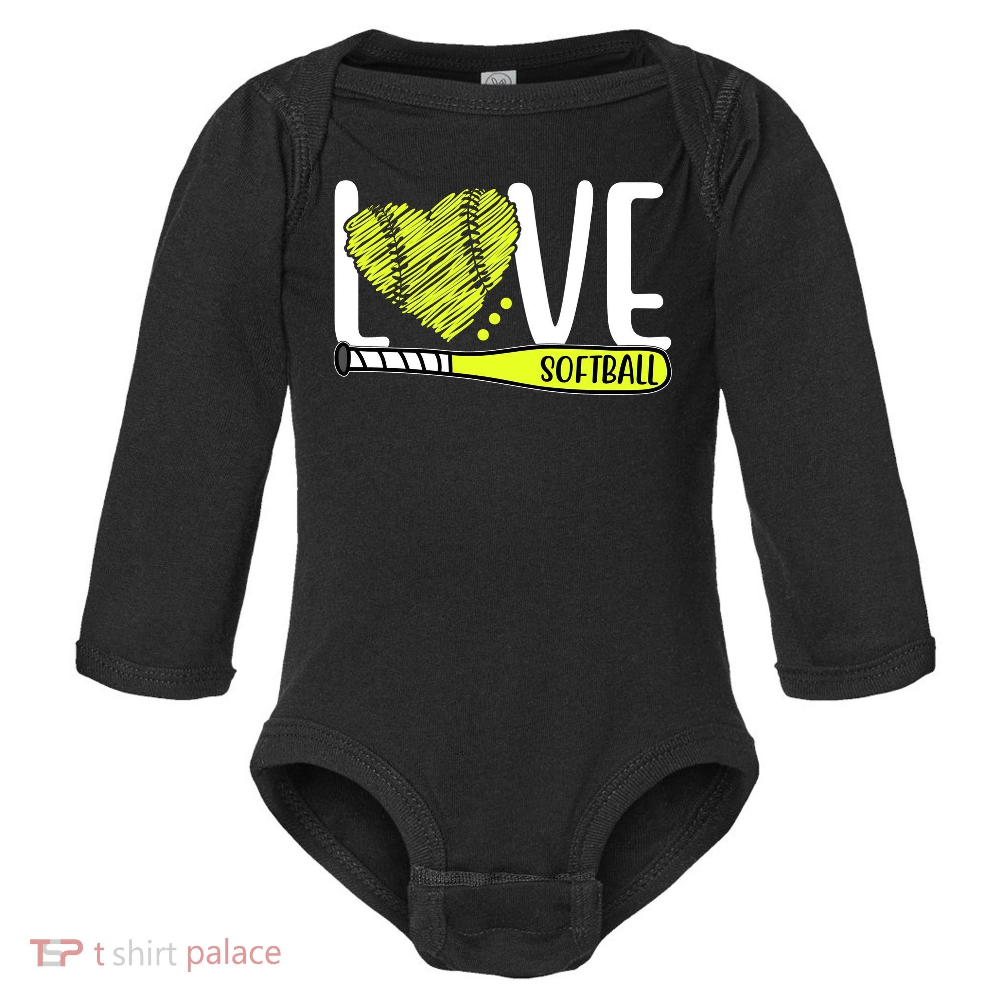 Love Softball Hobby Sport Gift Baby Long Sleeve Bodysuit