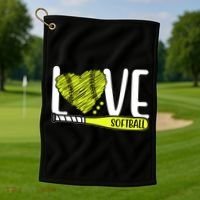 Love Softball Hobby Sport Gift Golf Towel thumb 1