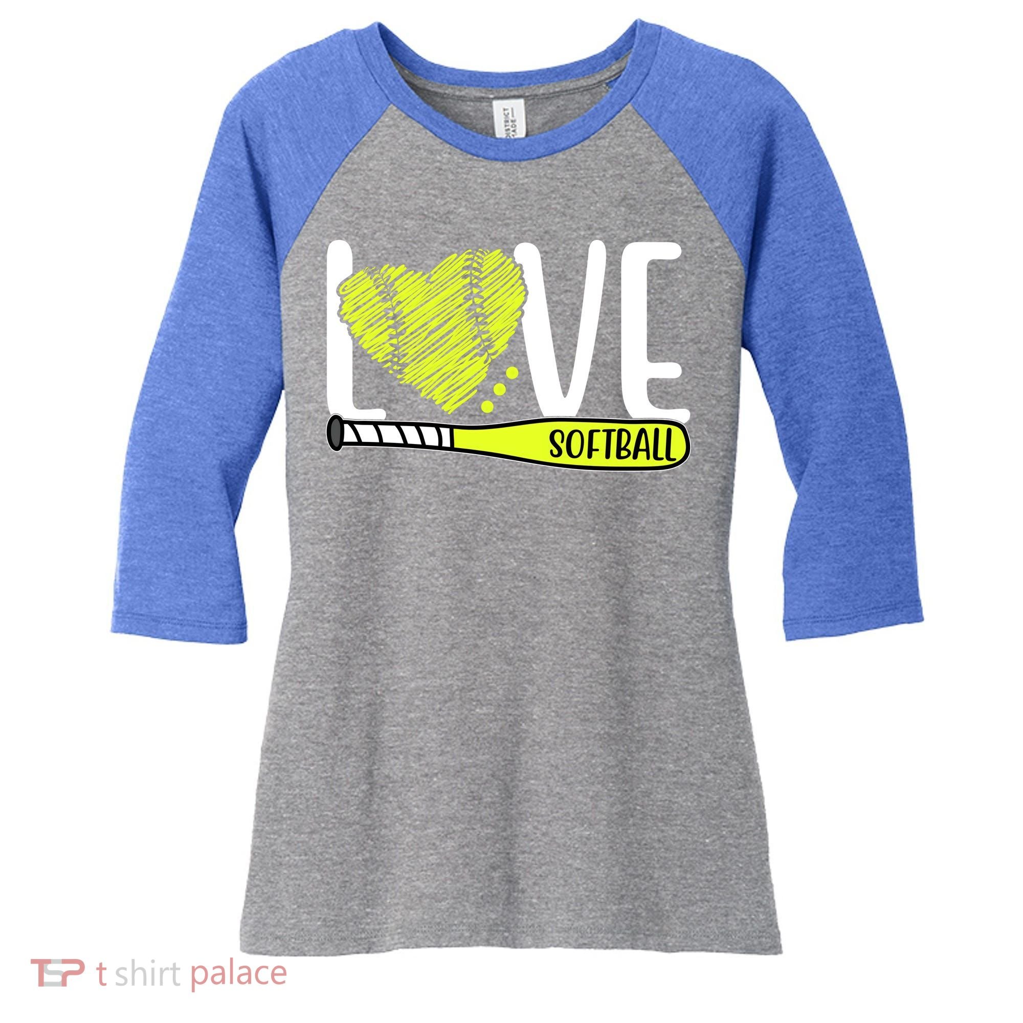 Love Softball Hobby Sport Gift Women's Tri-Blend 3/4-Sleeve Raglan Shirt