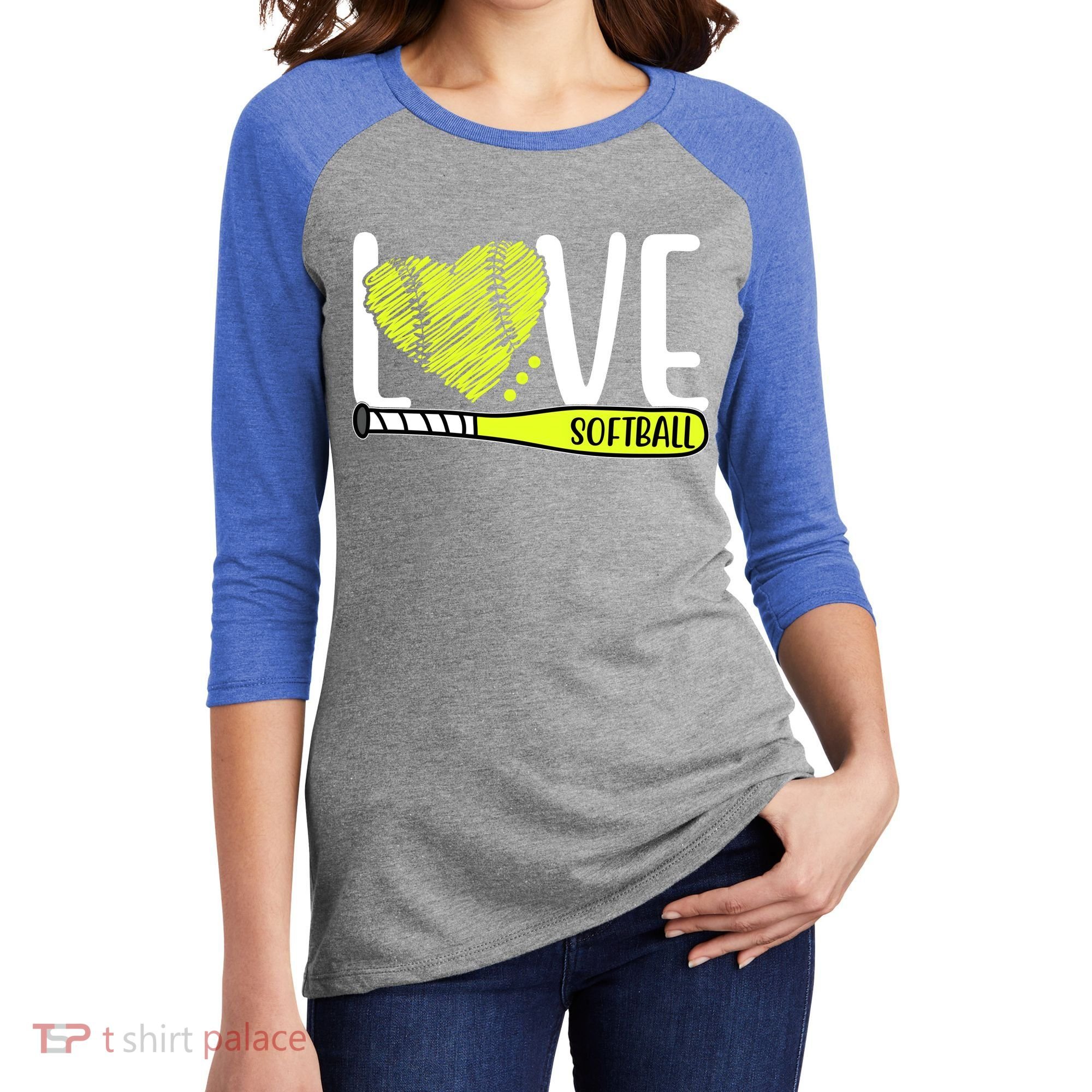 Love Softball Hobby Sport Gift Women's Tri-Blend 3/4-Sleeve Raglan Shirt