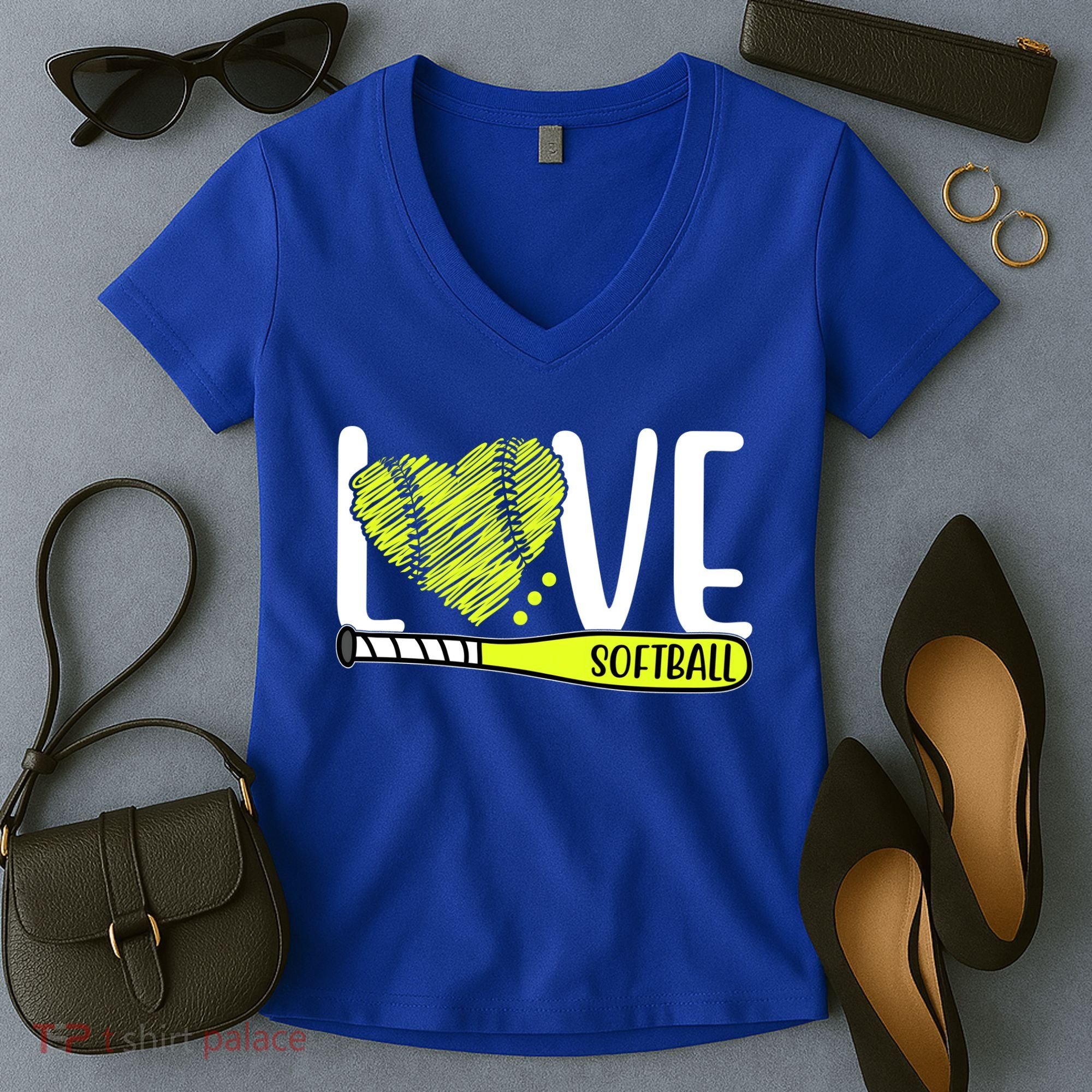 Love Softball Hobby Sport Gift Women's V-Neck T-Shirt