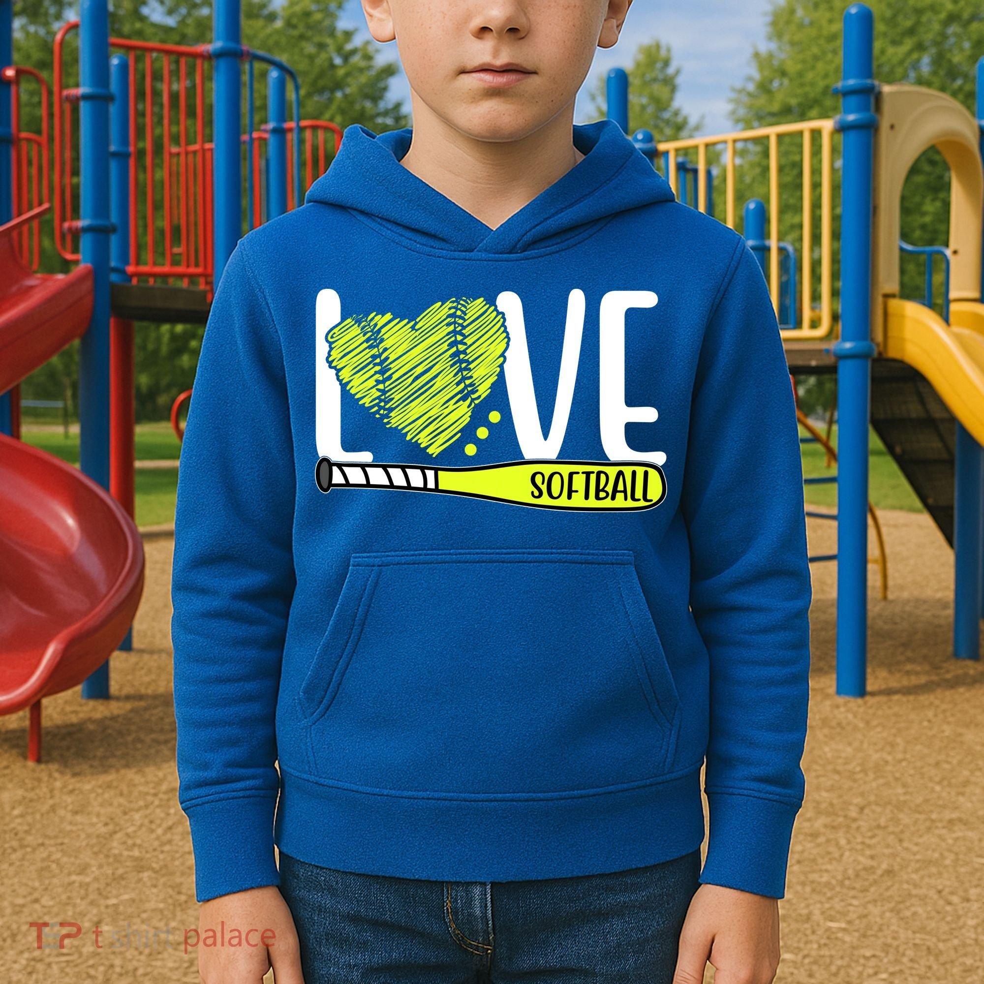Love Softball Hobby Sport Gift Kids Hoodie