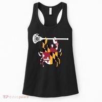 Lacrosse Shirts Helmet Sticks LAX Maryland Flag Gift Women's Tank Top thumb 0