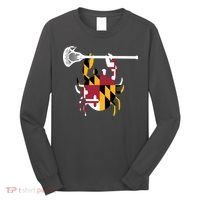 Lacrosse Shirts Helmet Sticks LAX Maryland Flag Gift Long Sleeve Shirt thumb 0