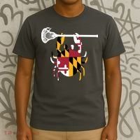 Lacrosse Shirts Helmet Sticks LAX Maryland Flag Gift T-Shirt thumb 3