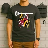 Lacrosse Shirts Helmet Sticks LAX Maryland Flag Gift T-Shirt thumb 6