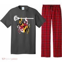 Lacrosse Shirts Helmet Sticks LAX Maryland Flag Gift Pajama Set thumb 0