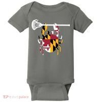 Lacrosse Shirts Helmet Sticks LAX Maryland Flag Gift Baby Bodysuit thumb 0