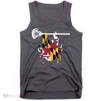 Lacrosse Shirts Helmet Sticks LAX Maryland Flag Gift Tank Top thumb 0