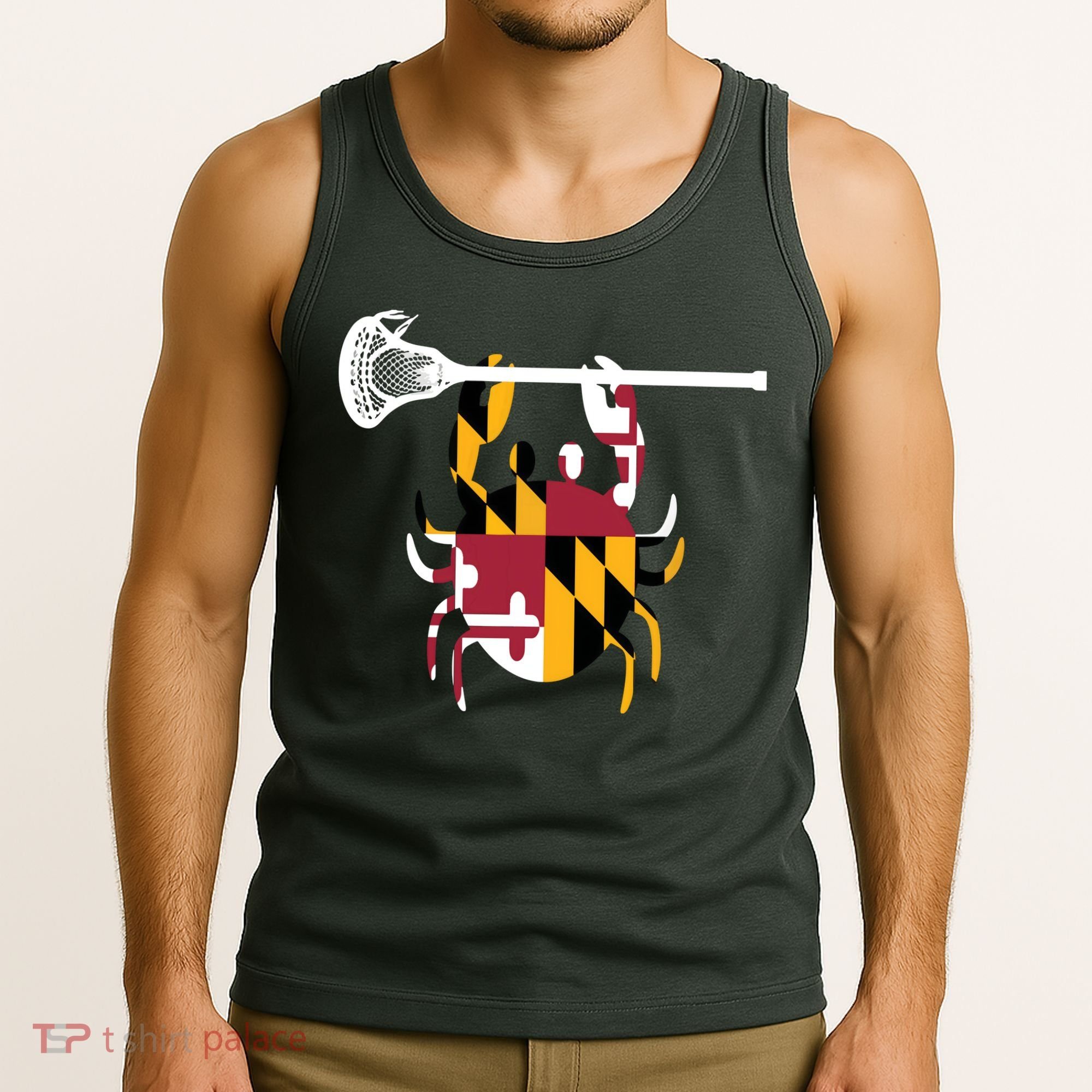 Lacrosse Shirts Helmet Sticks LAX Maryland Flag Gift Tank Top