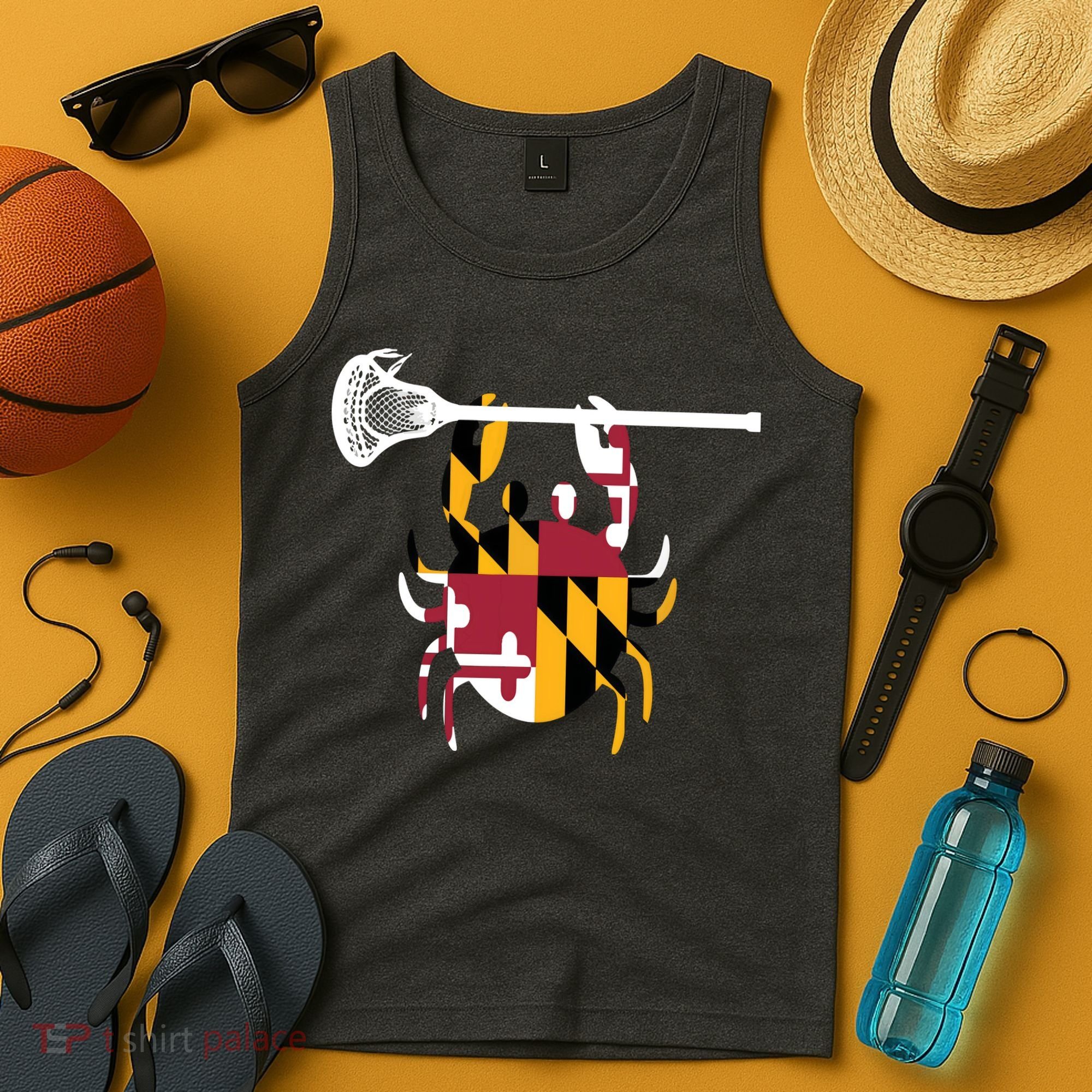 Lacrosse Shirts Helmet Sticks LAX Maryland Flag Gift Tank Top