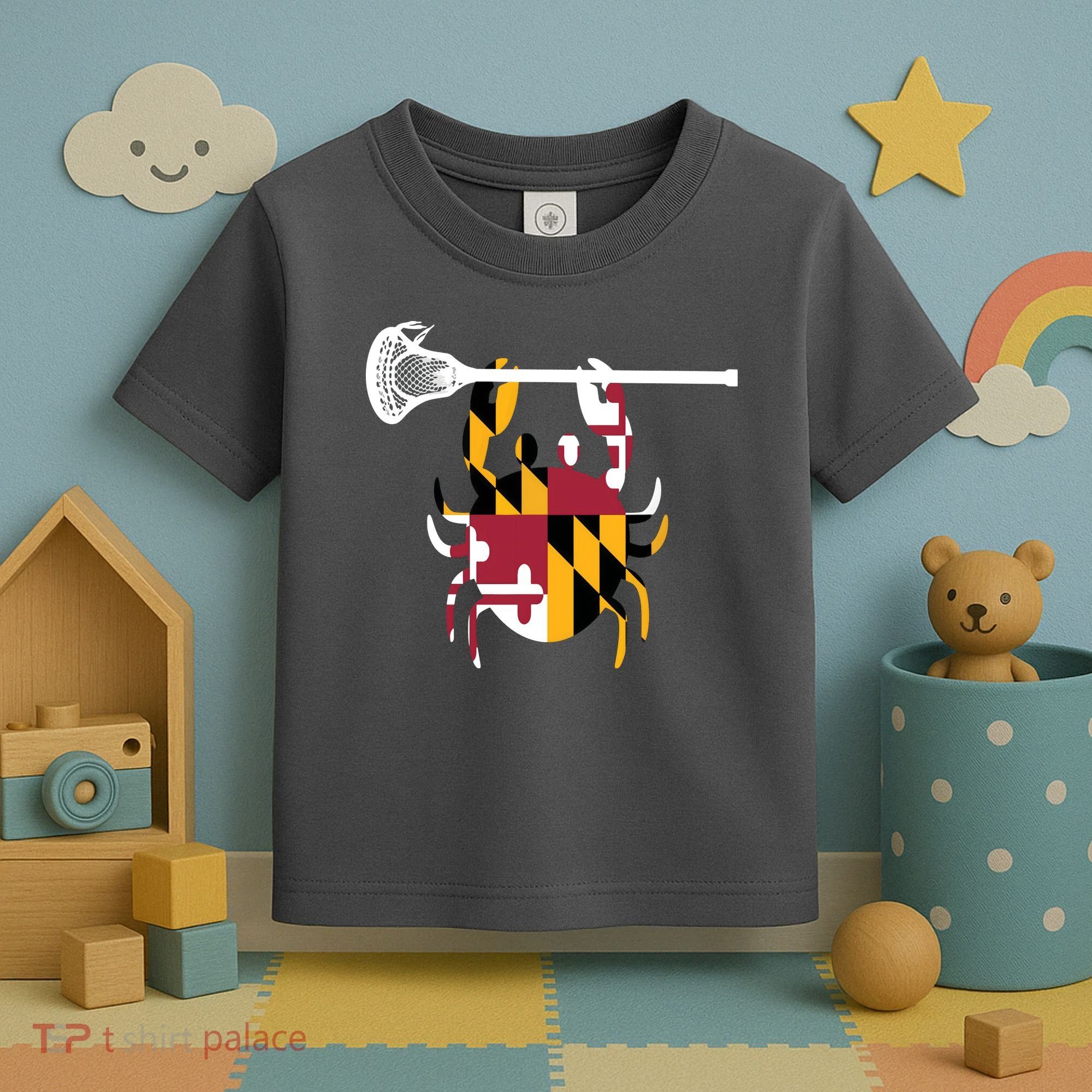 Lacrosse Shirts Helmet Sticks LAX Maryland Flag Gift Toddler T-Shirt