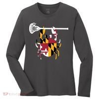 Lacrosse Shirts Helmet Sticks LAX Maryland Flag Gift Women's Long Sleeve Shirt thumb 0