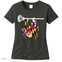 Lacrosse Shirts Helmet Sticks LAX Maryland Flag Gift Women's T-Shirt thumb 0