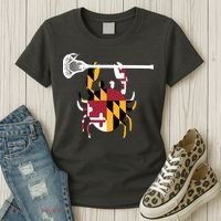 Lacrosse Shirts Helmet Sticks LAX Maryland Flag Gift Women's T-Shirt thumb 3