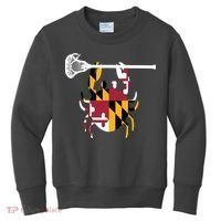 Lacrosse Shirts Helmet Sticks LAX Maryland Flag Gift Kids Sweatshirt thumb 0
