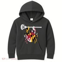 Lacrosse Shirts Helmet Sticks LAX Maryland Flag Gift Kids Hoodie thumb 0