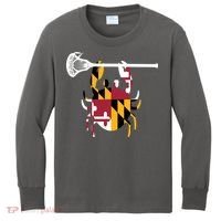 Lacrosse Shirts Helmet Sticks LAX Maryland Flag Gift Kids Long Sleeve Shirt thumb 0