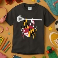 Lacrosse Shirts Helmet Sticks LAX Maryland Flag Gift Kids T-Shirt thumb 3