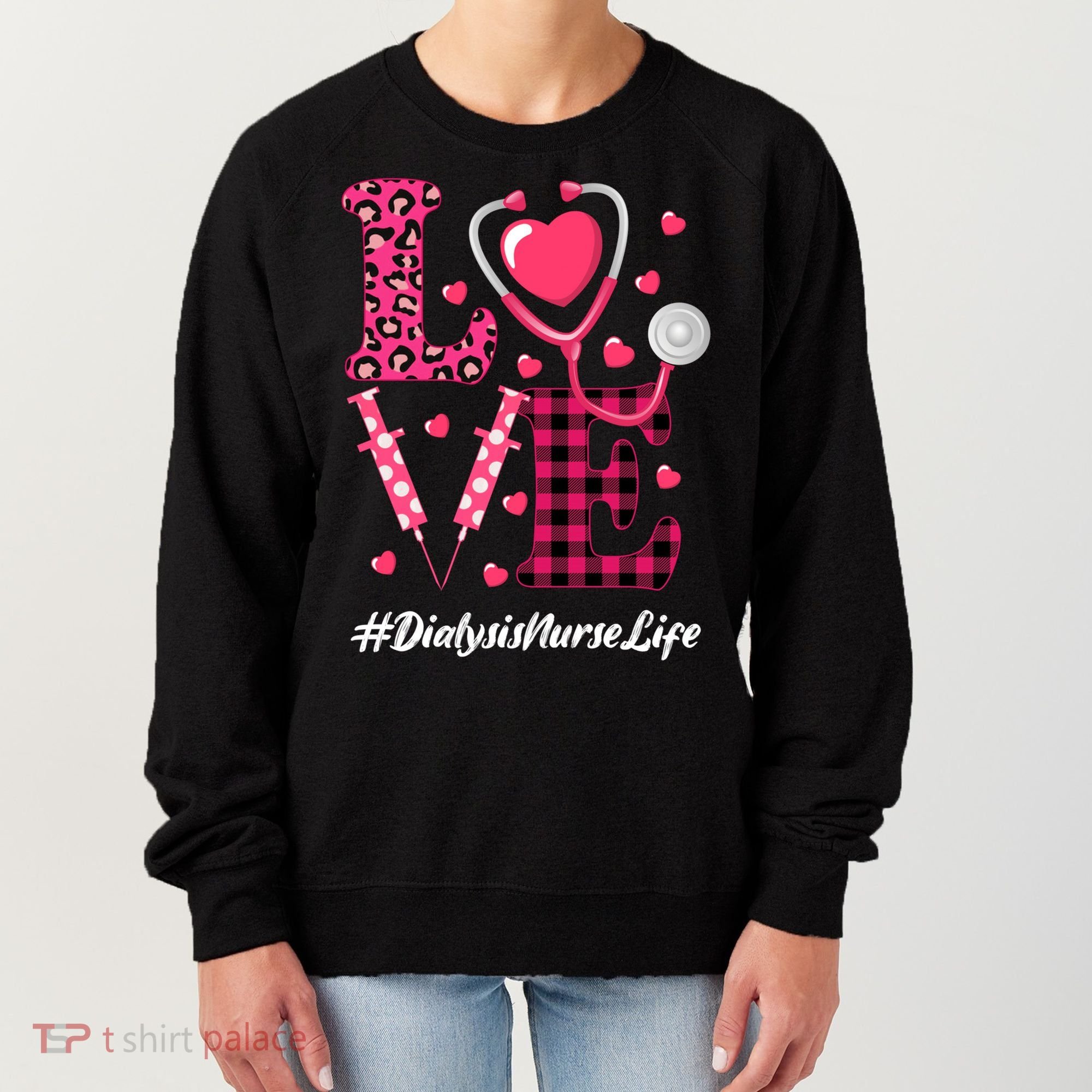 Love Stethoscope Hearts Dialysis Nurse Valentine's Day Gift Women's Sweatshirt