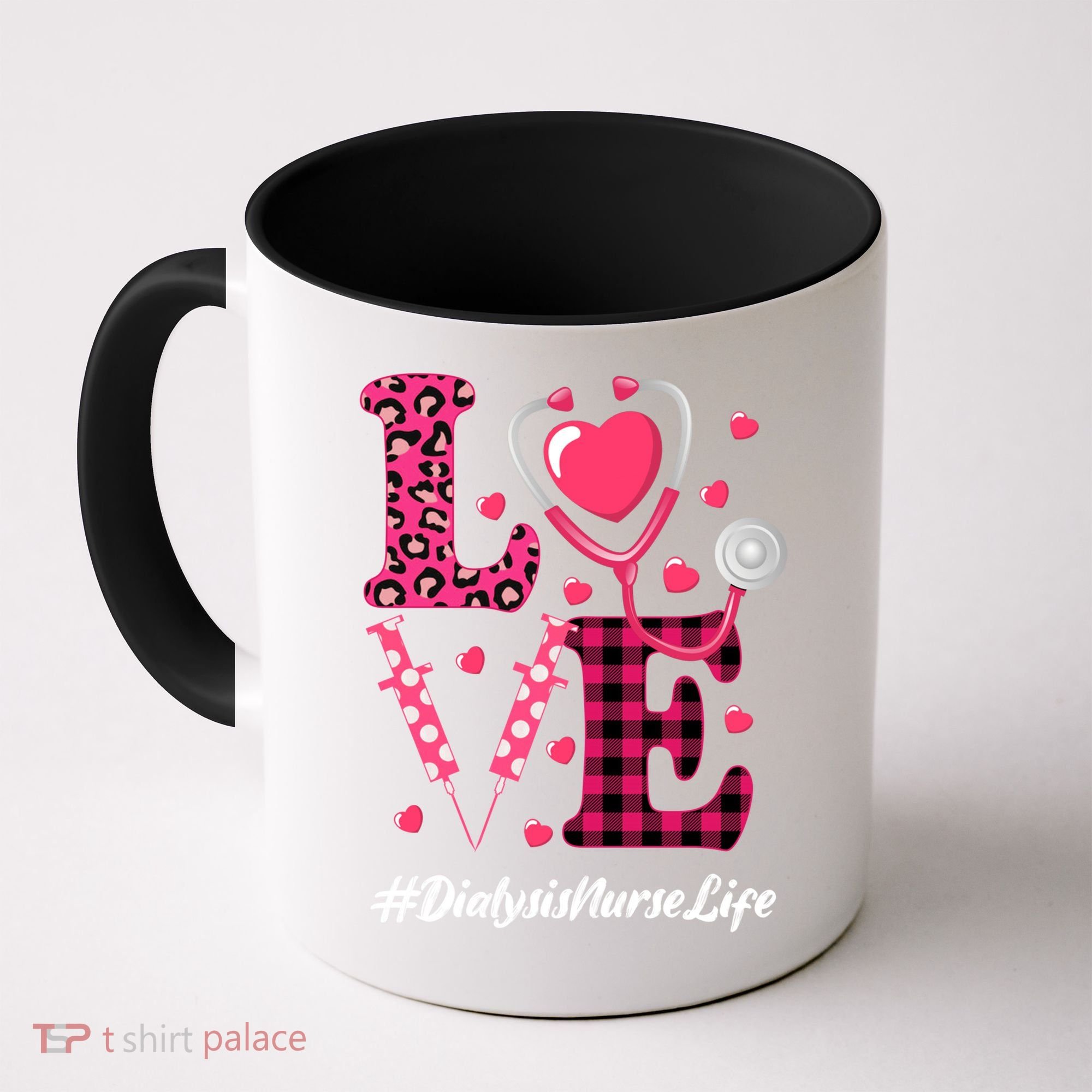 Love Stethoscope Hearts Dialysis Nurse Valentine's Day Gift Coffee Mug