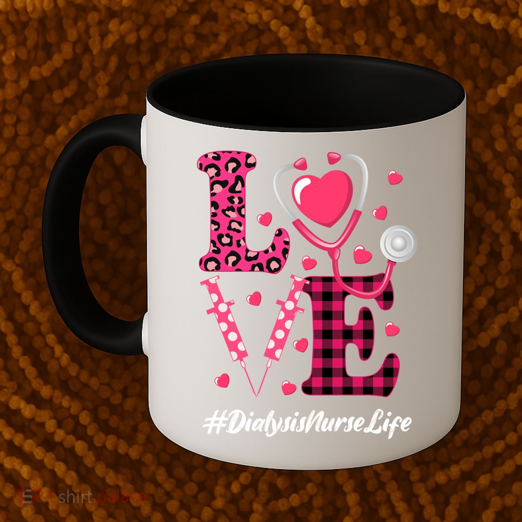 Love Stethoscope Hearts Dialysis Nurse Valentine's Day Gift Coffee Mug
