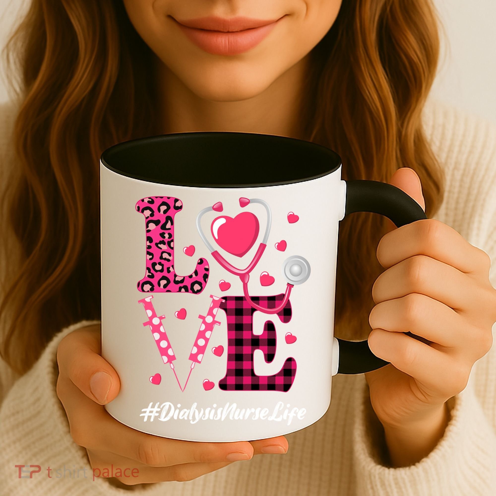 Love Stethoscope Hearts Dialysis Nurse Valentine's Day Gift Coffee Mug