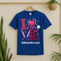 Love Stethoscope Hearts Dialysis Nurse Valentine's Day Gift T-Shirt thumb 2