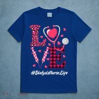 Love Stethoscope Hearts Dialysis Nurse Valentine's Day Gift T-Shirt thumb 5