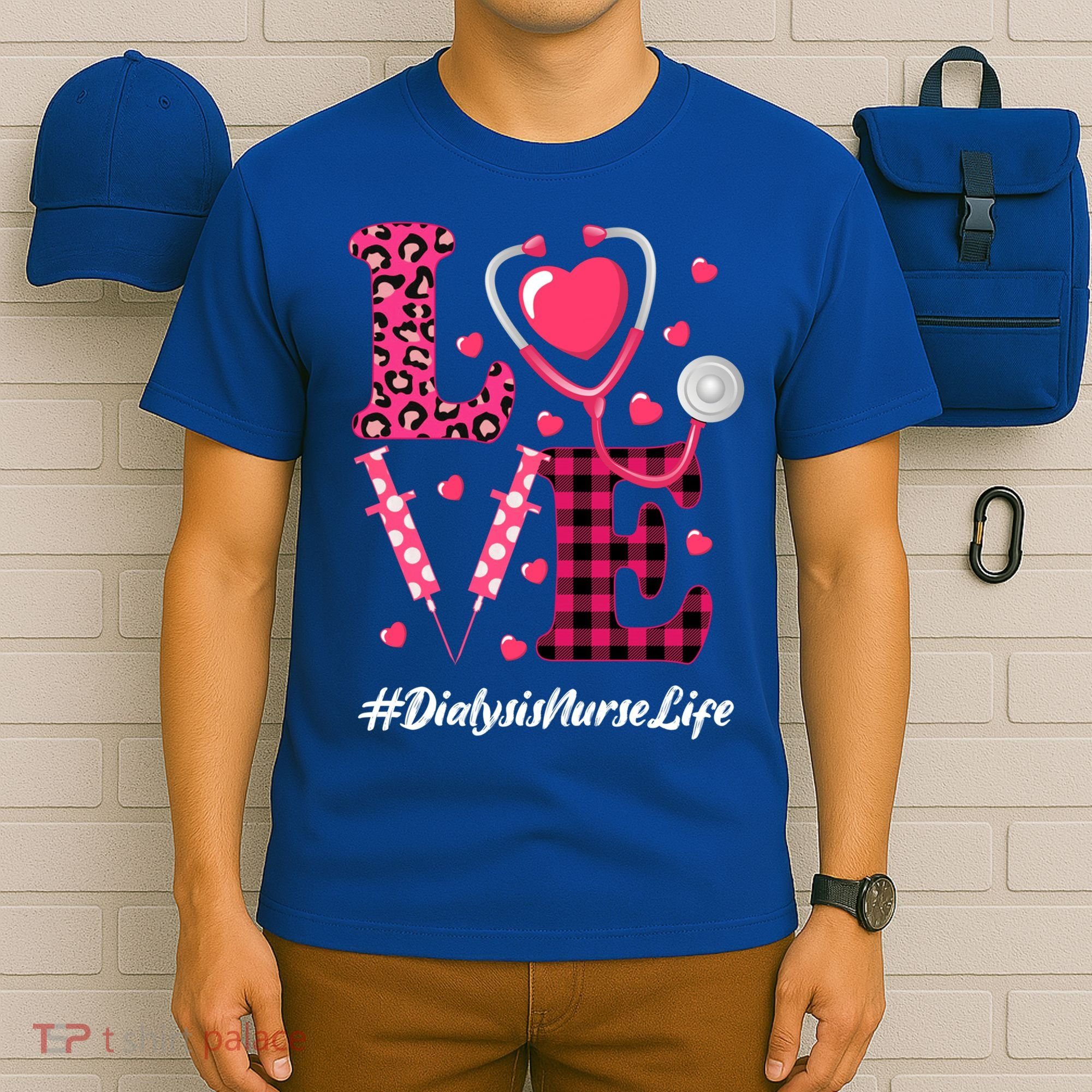 Love Stethoscope Hearts Dialysis Nurse Valentine's Day Gift T-Shirt