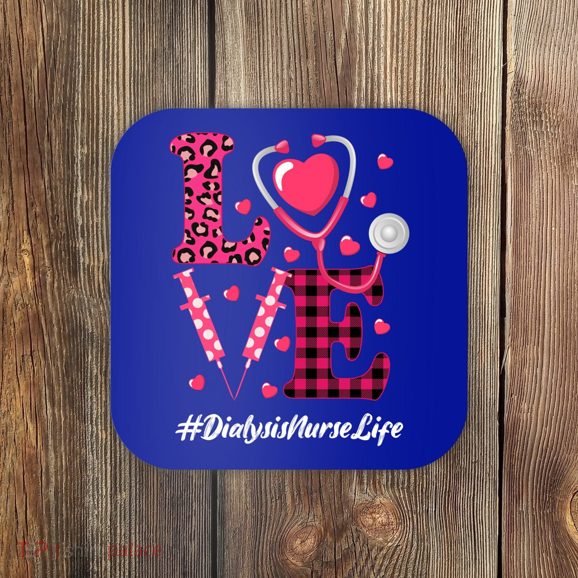 Love Stethoscope Hearts Dialysis Nurse Valentine's Day Gift Coaster