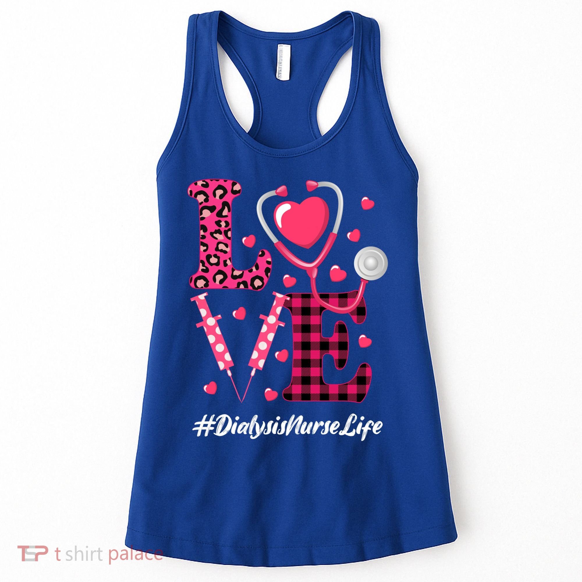 Love Stethoscope Hearts Dialysis Nurse Valentine's Day Gift Women's Tank Top