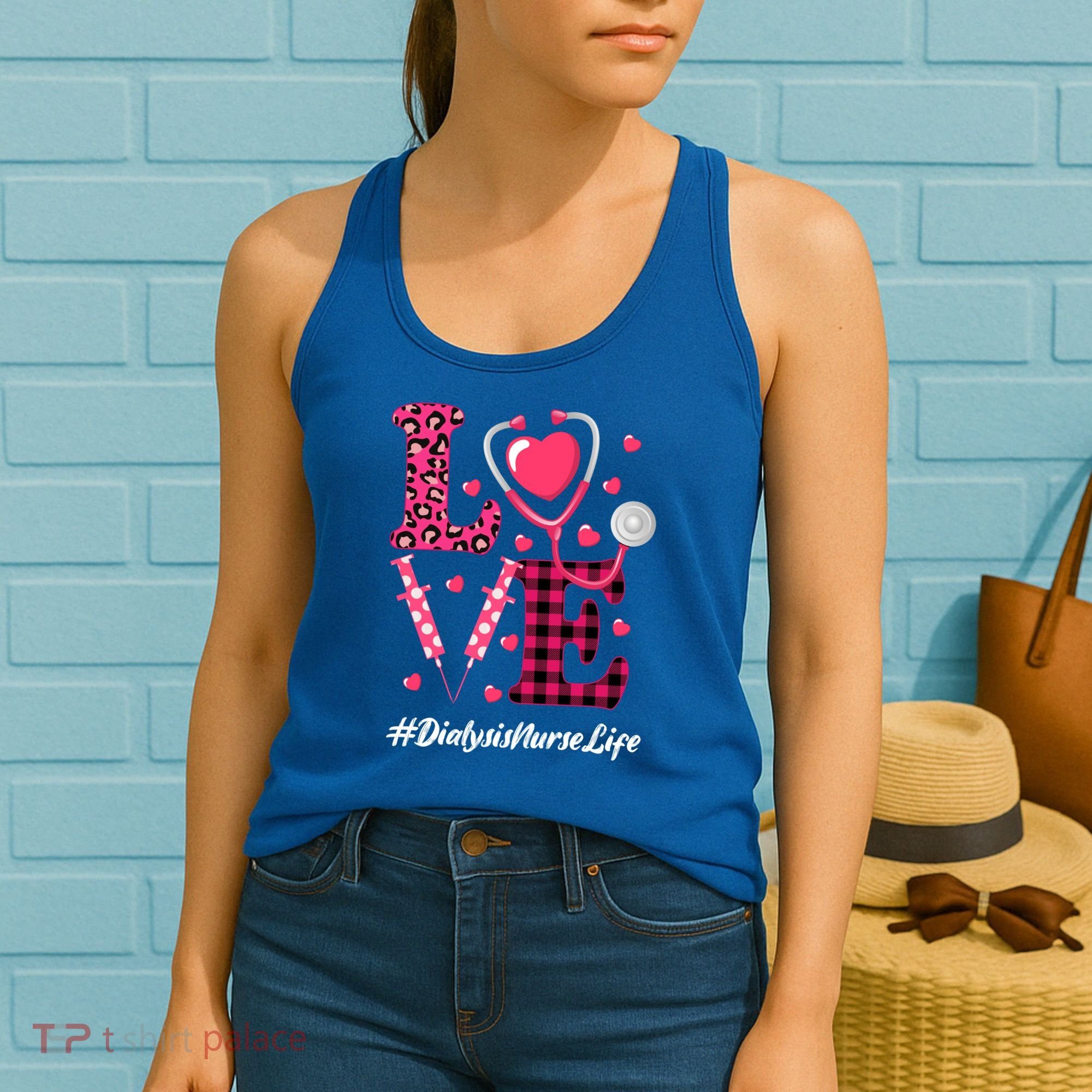 Love Stethoscope Hearts Dialysis Nurse Valentine's Day Gift Women's Tank Top