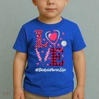 Love Stethoscope Hearts Dialysis Nurse Valentine's Day Gift Toddler T-Shirt thumb 2