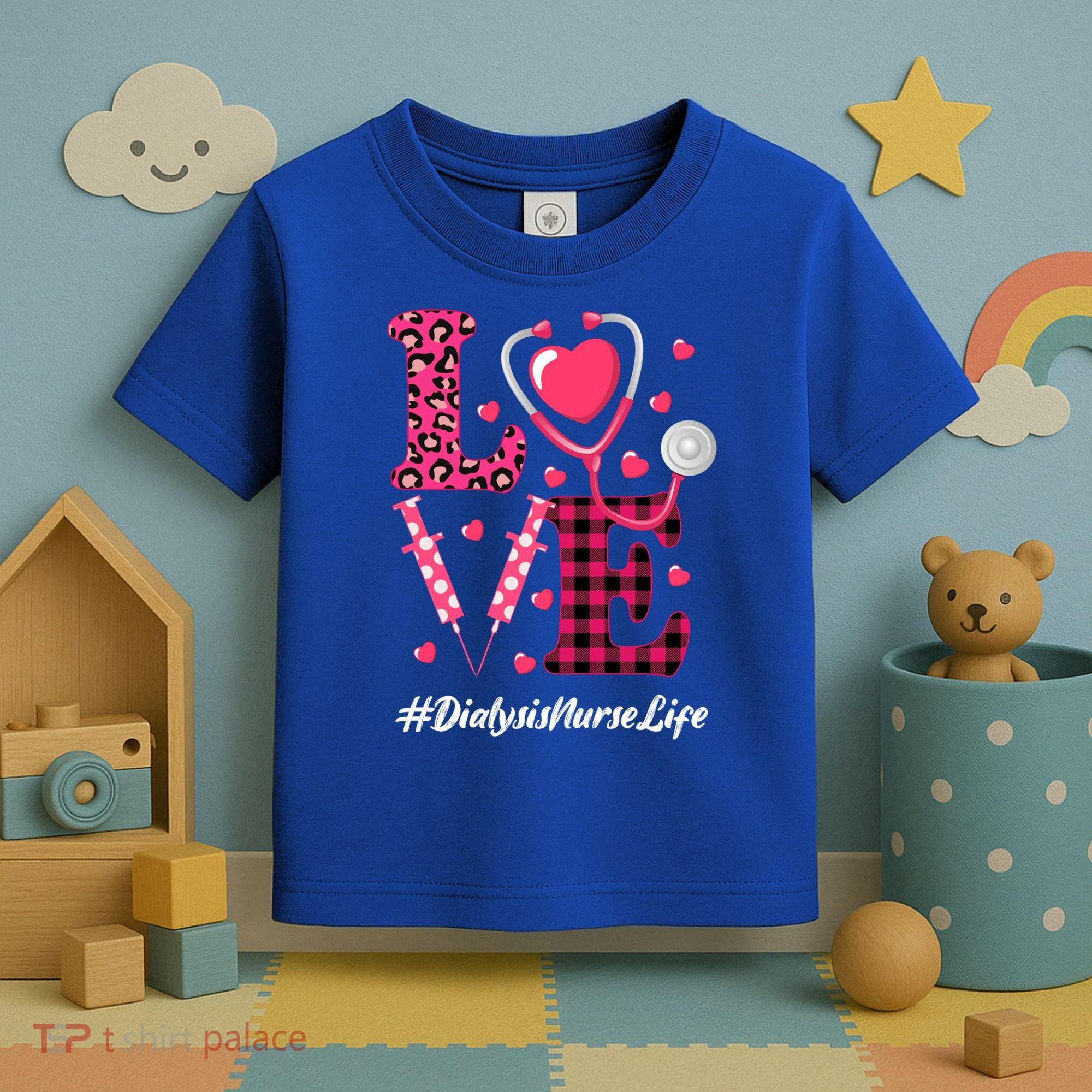 Love Stethoscope Hearts Dialysis Nurse Valentine's Day Gift Toddler T-Shirt
