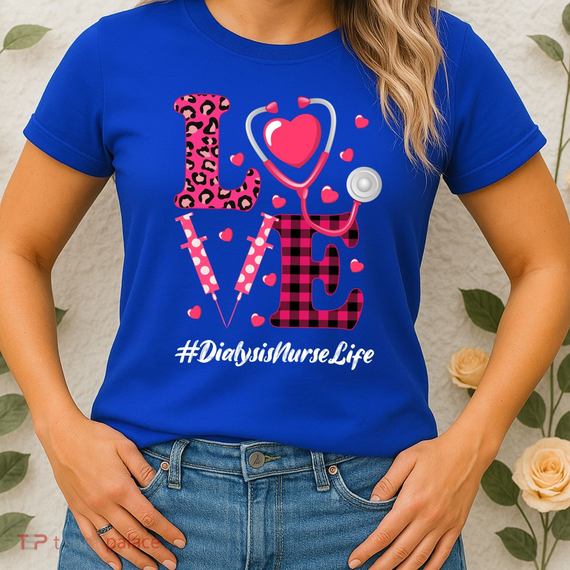 Love Stethoscope Hearts Dialysis Nurse Valentine's Day Gift Women's T-Shirt