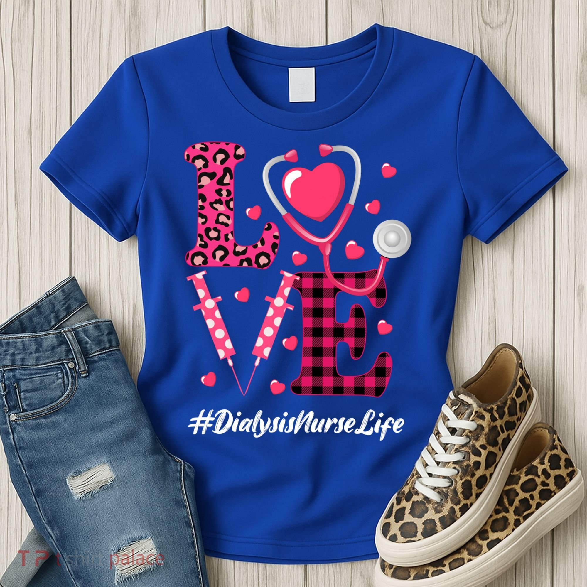 Love Stethoscope Hearts Dialysis Nurse Valentine's Day Gift Women's T-Shirt
