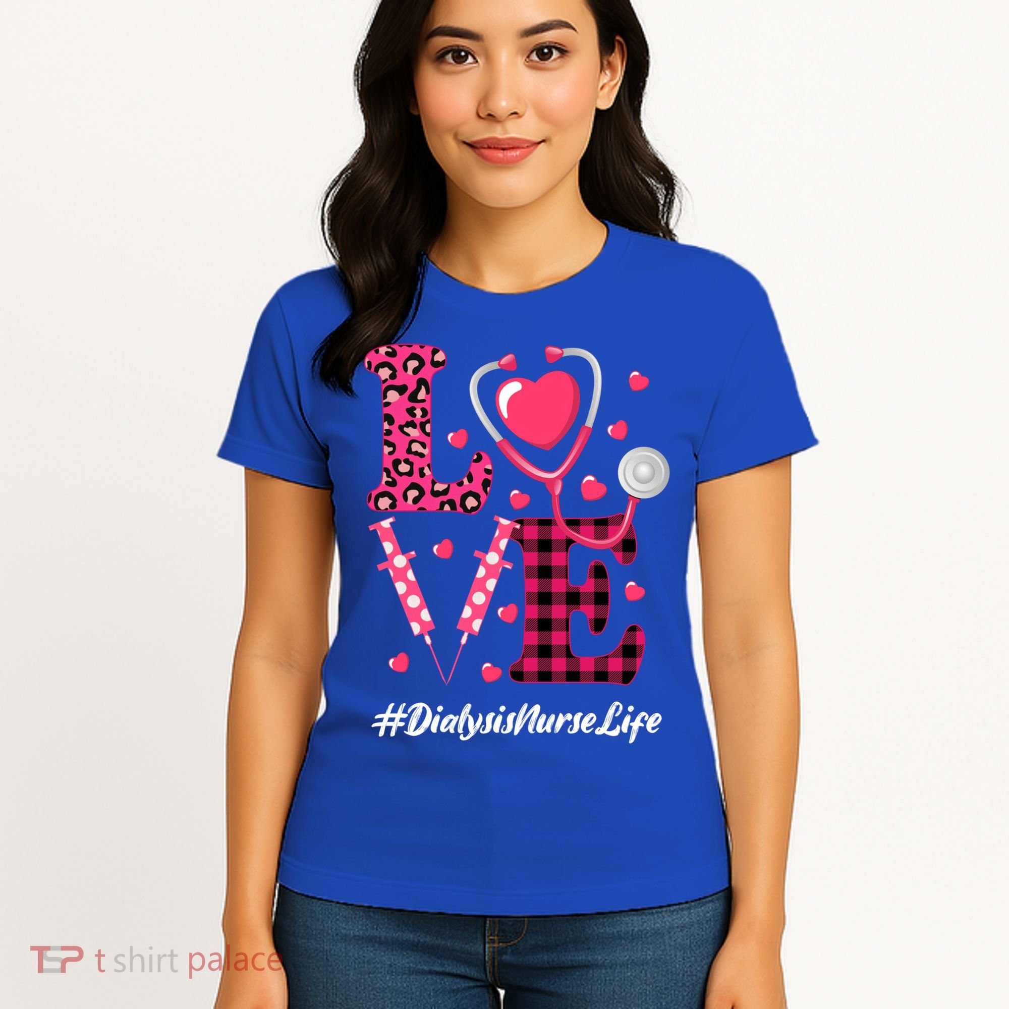 Love Stethoscope Hearts Dialysis Nurse Valentine's Day Gift Women's T-Shirt