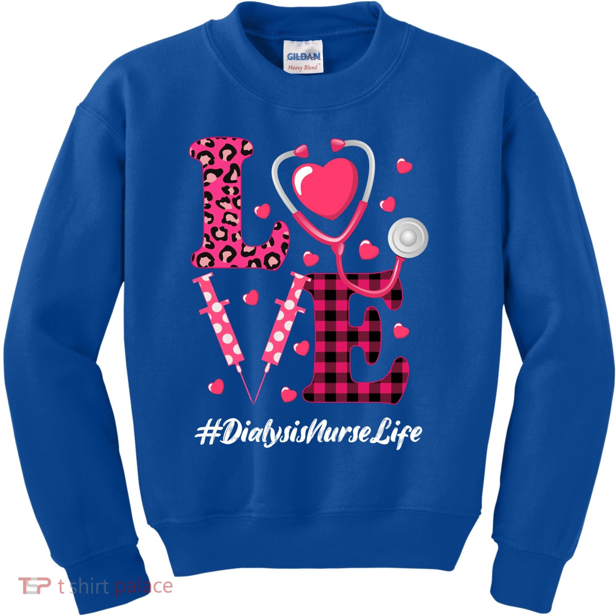 Love Stethoscope Hearts Dialysis Nurse Valentine's Day Gift Kids Sweatshirt