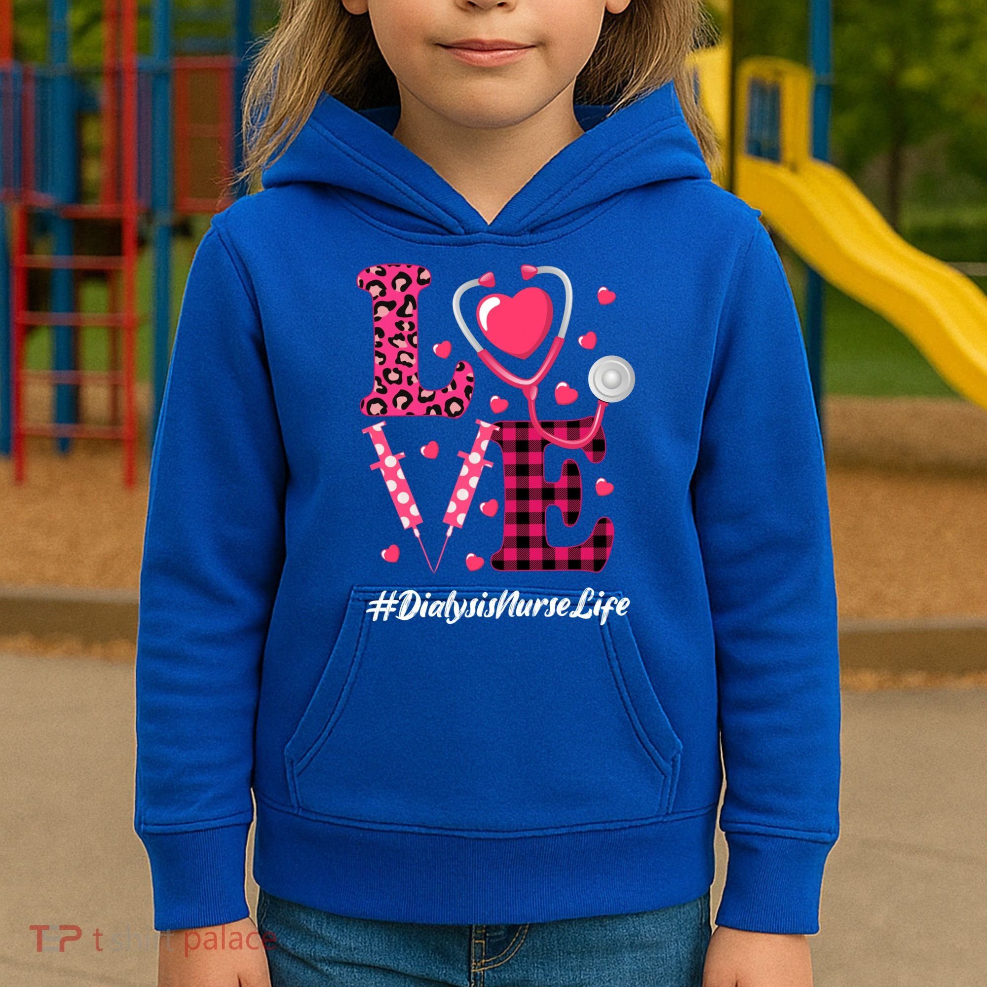 Love Stethoscope Hearts Dialysis Nurse Valentine's Day Gift Kids Hoodie