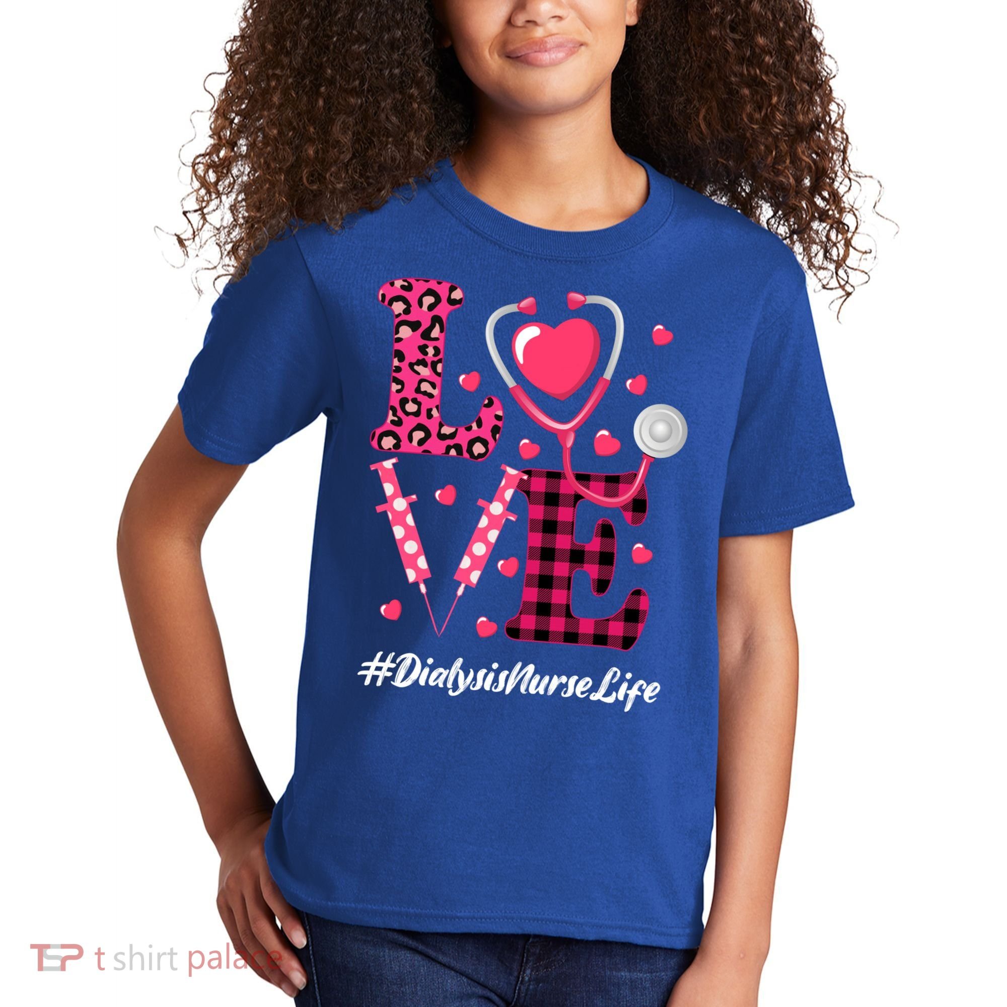 Love Stethoscope Hearts Dialysis Nurse Valentine's Day Gift Kids T-Shirt