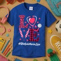 Love Stethoscope Hearts Dialysis Nurse Valentine's Day Gift Kids T-Shirt thumb 3