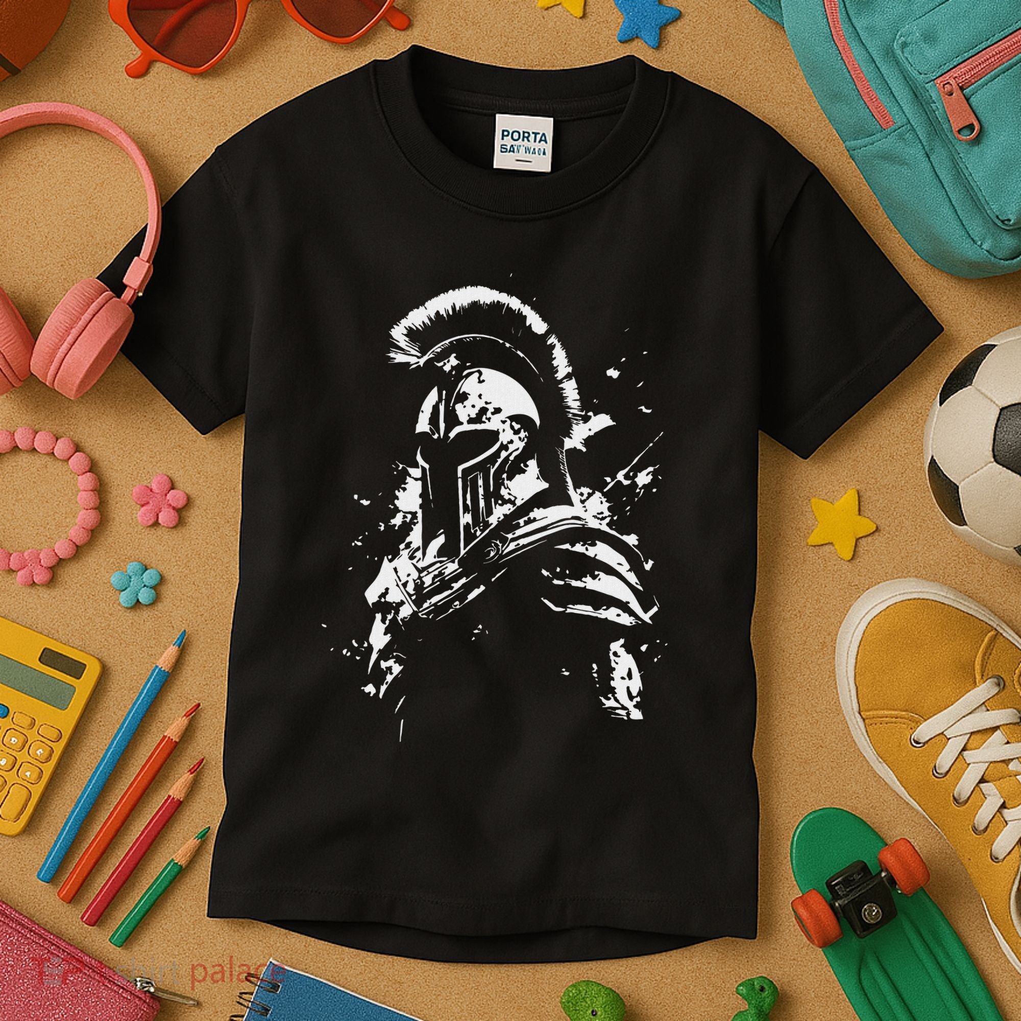 Leonidas Spartan Helmet Gym Sparta Workout Greek Warrior Kids T-Shirt