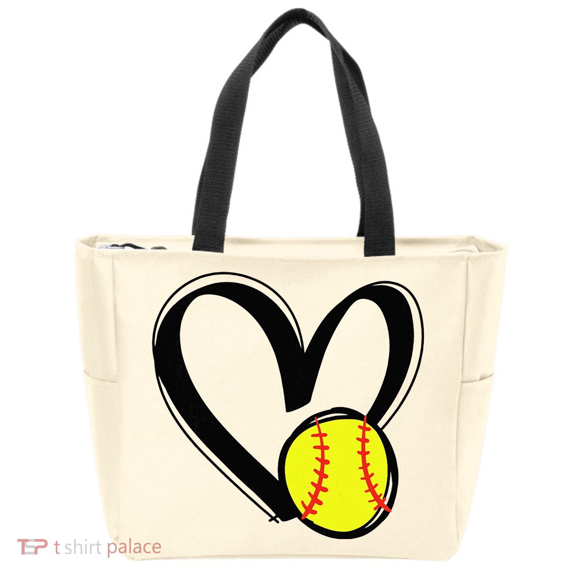 Love Softball Heart Tote Bag
