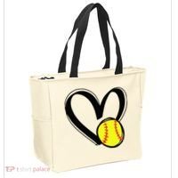Love Softball Heart Tote Bag thumb 2