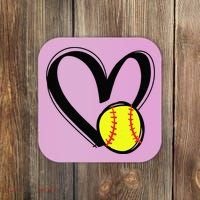 Love Softball Heart Coaster thumb 0